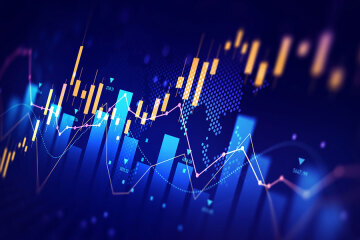 Graph of stock value with upward trend